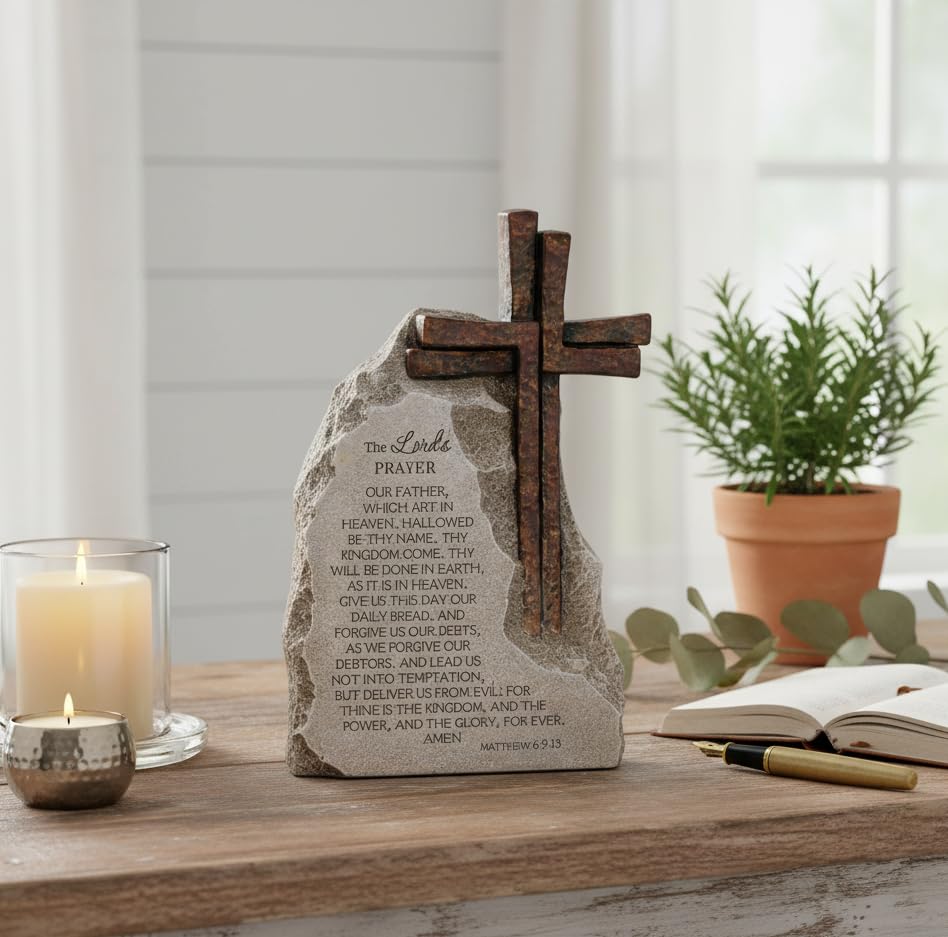 Freestanding ShineOnAngel prayer stone fits shelves or mantels.