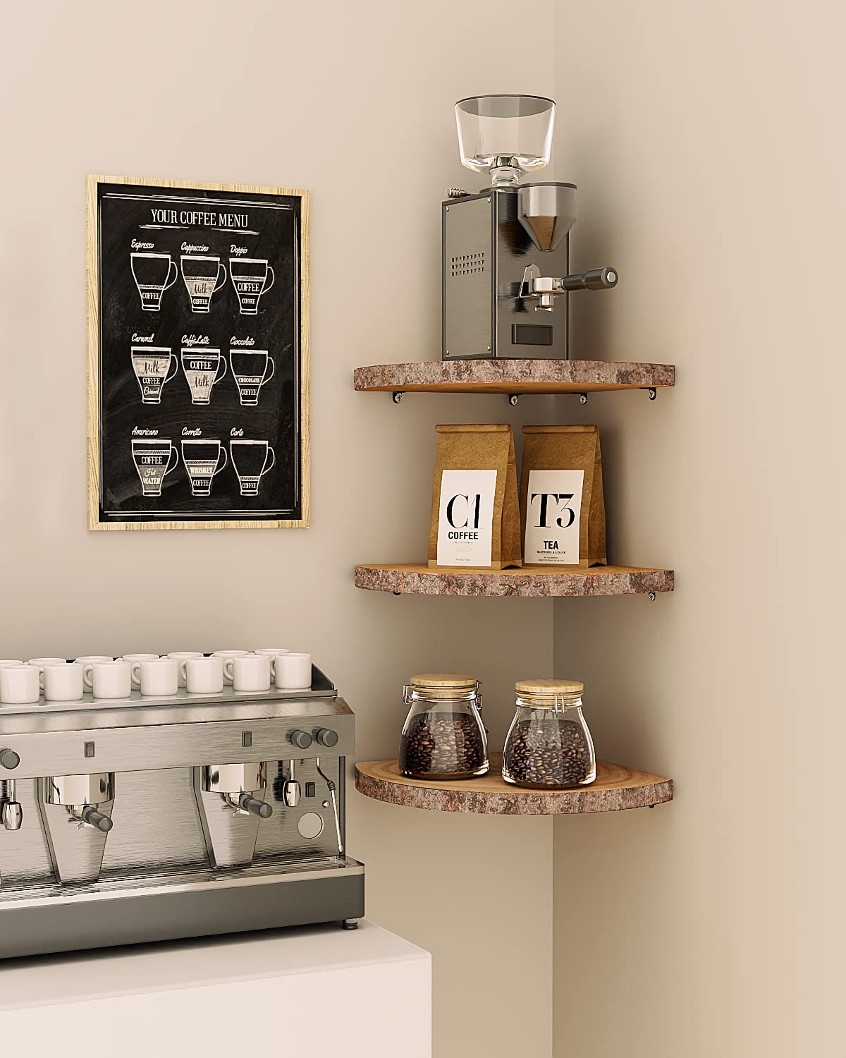 ShineZoom kitchen storage shelves organizing jars and small appliances