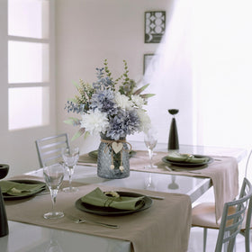 SHINFHOMF eucalyptus stems and willow leaves enhance natural styling.