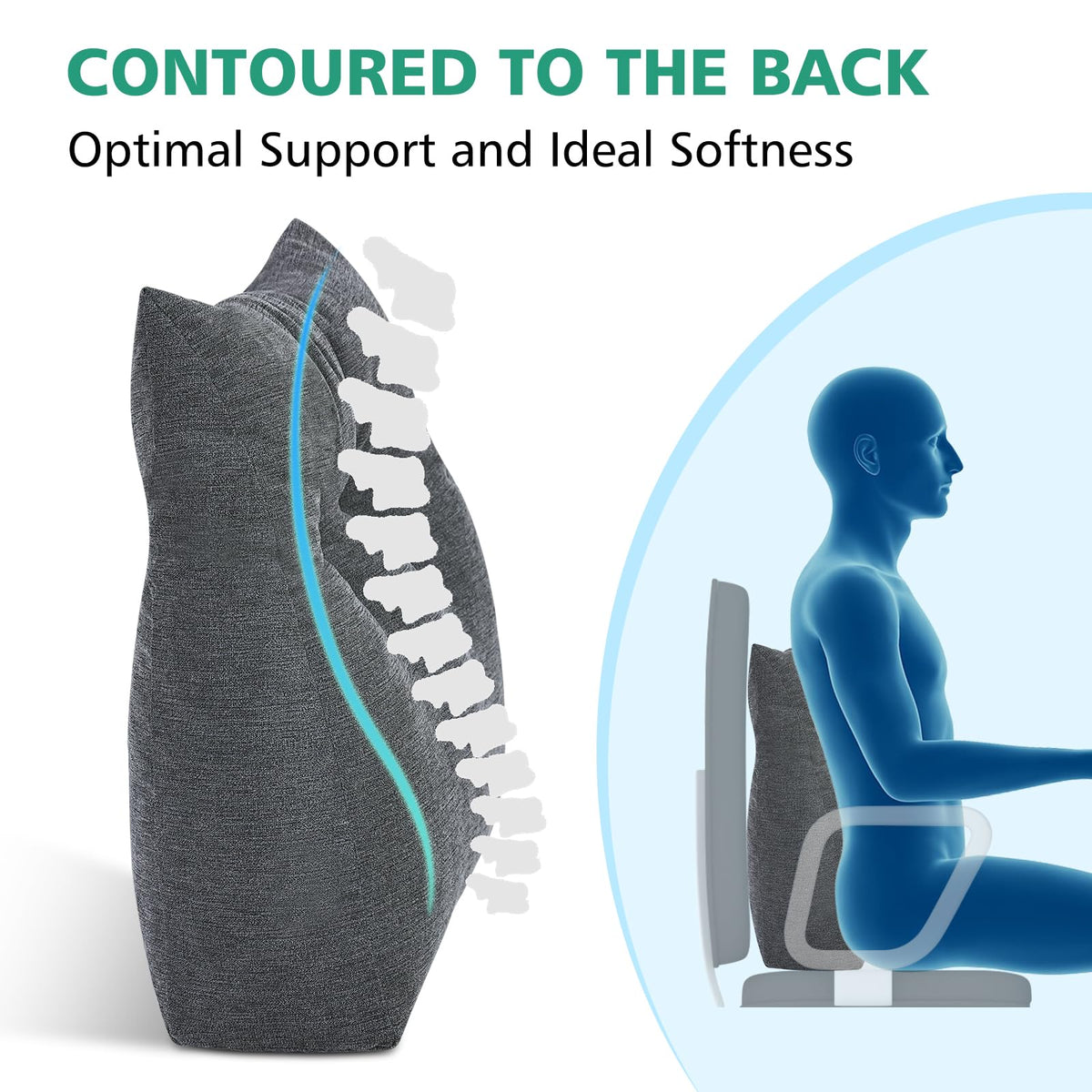 Shinnwa memory foam fill contours to your back for consistent support