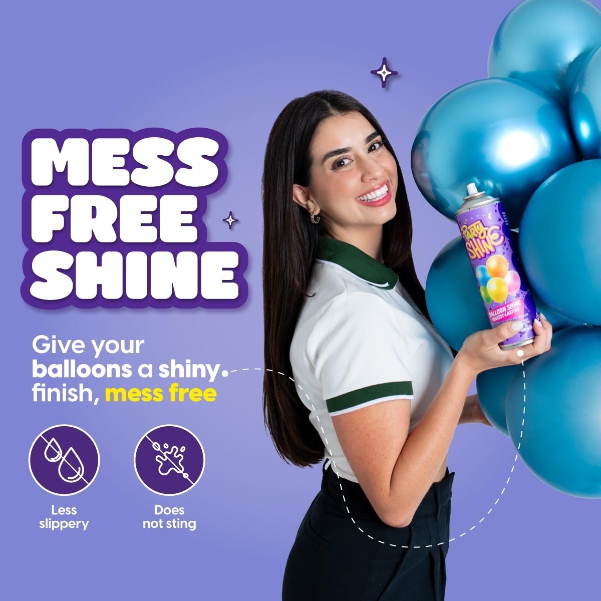 Long-lasting shine from Shiny Fiesta keeps balloons vibrant for hours