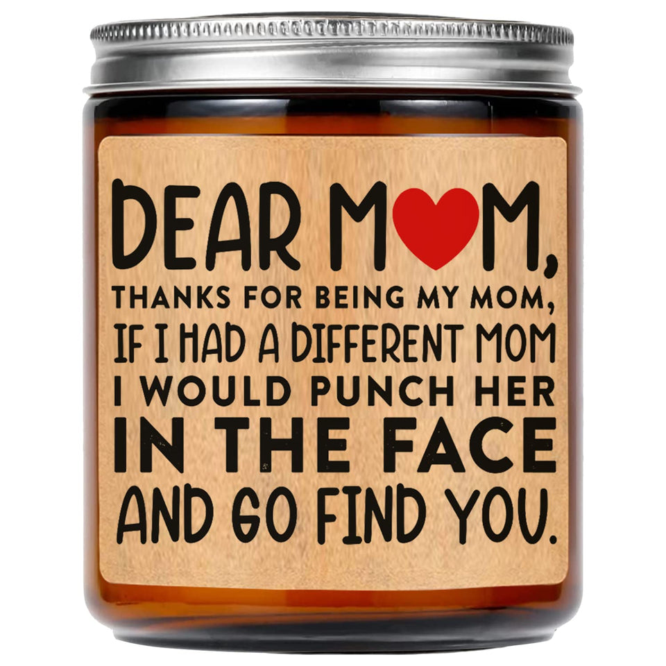 ShinyKT Mom Candle label with humorous message for a playful gift.