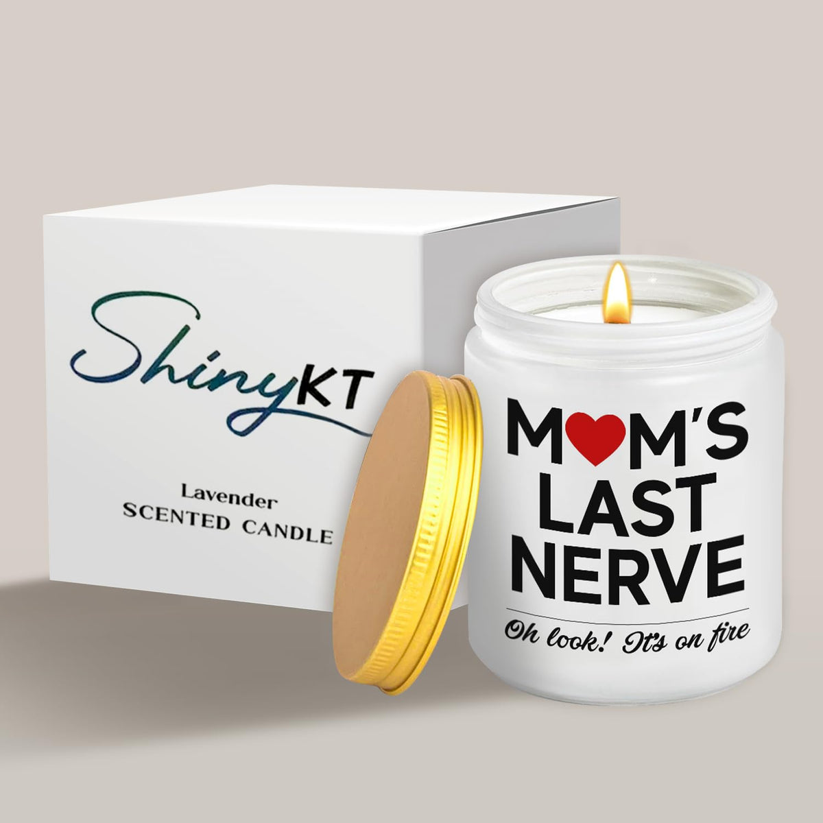 ShinyKT Mom's Last Nerve Candle burn-time highlight showing 50-hour burn