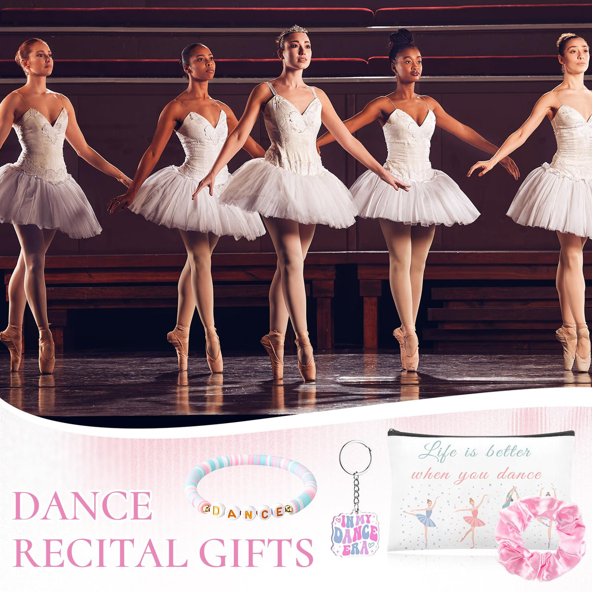 Shinylin pink satin scrunchie, gentle on hair during practice.