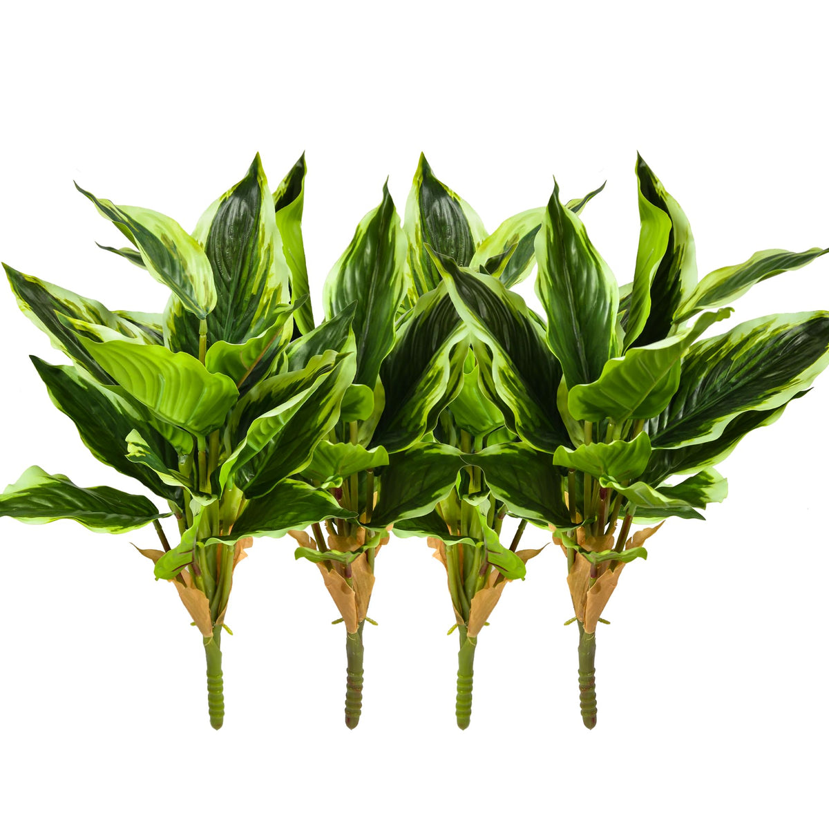 Shirfloral variegated hosta bush 45cm with 14 leaves for lush indoor decor.