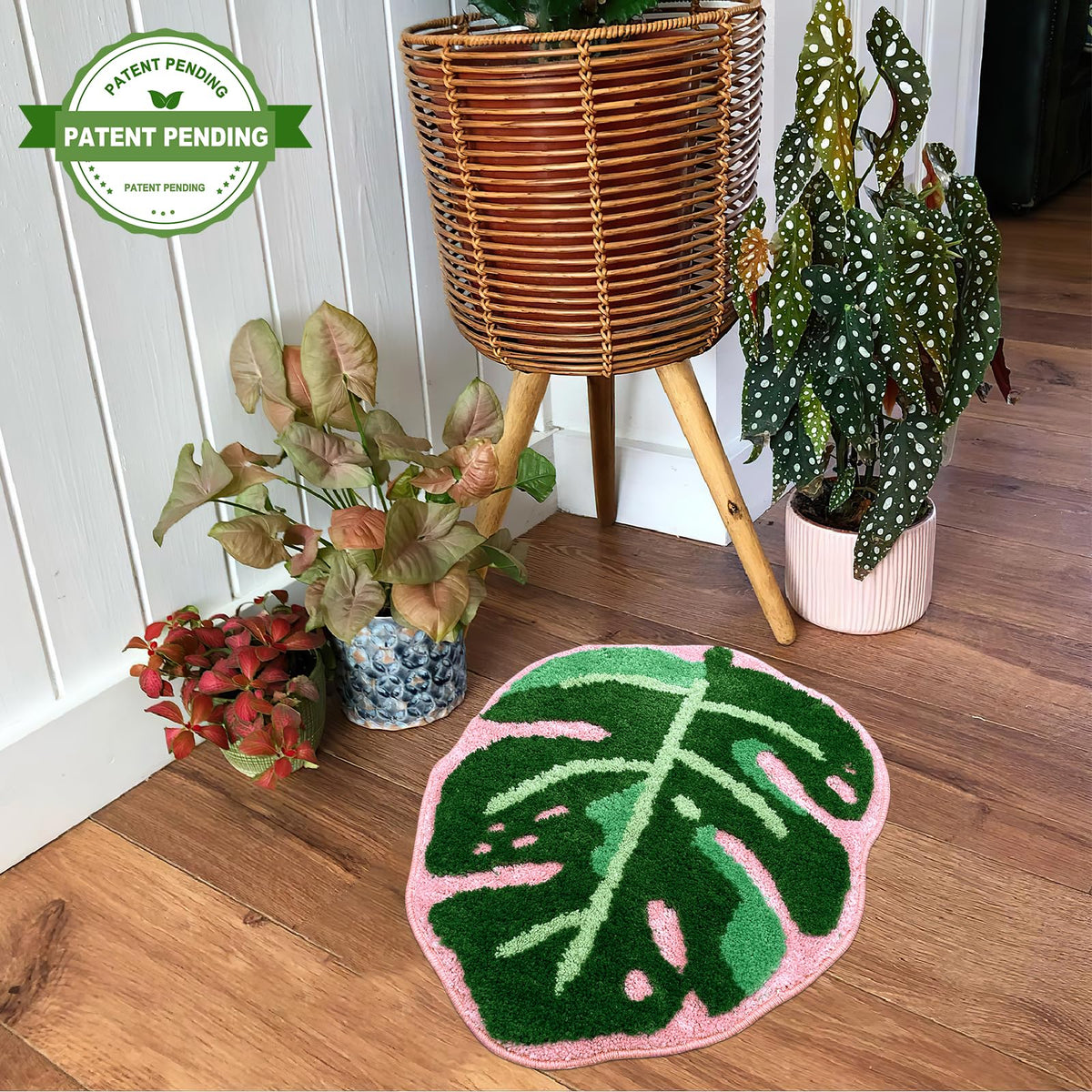 Sisher Leaf Rug Monstera bath mat ultra-absorbent microfiber for quick drying.