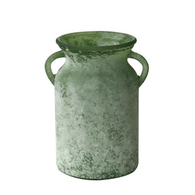 SHMILMH glass vase with handles, front view, ideal as a stylish centerpiece for dining tables.