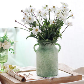 SHMILMH glass vase with handles, side view, complements farmhouse decor beautifully.