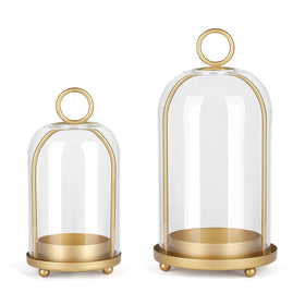 SHOHAYTO large candle holder with glass dome on tabletop for elegant ambience.