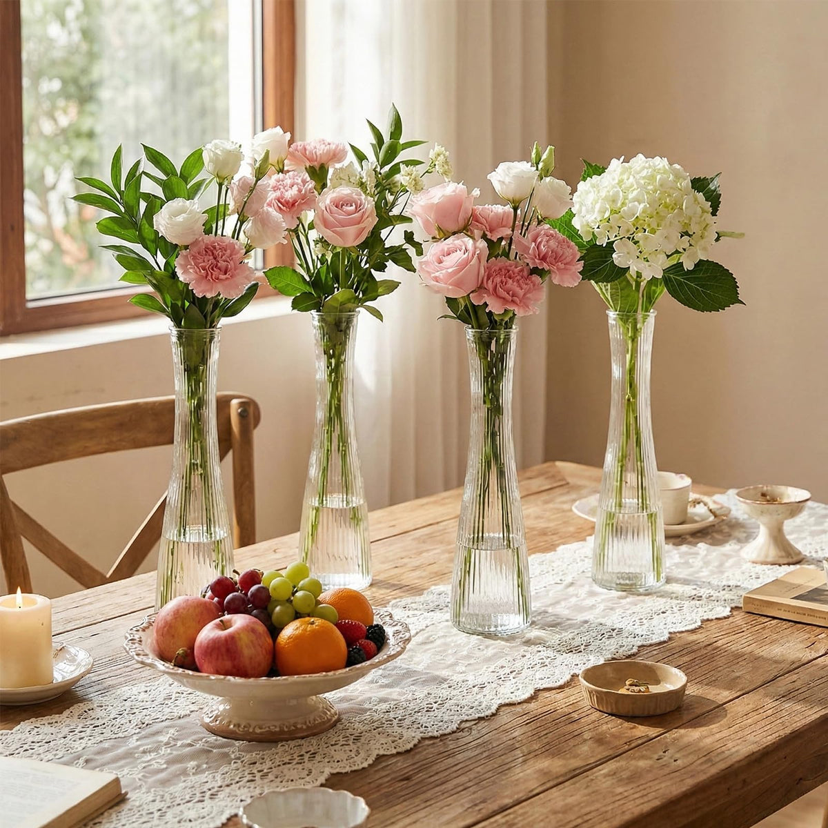 SHOHAYTO Glass Bud Vases showcase single-stem design for elegant table height