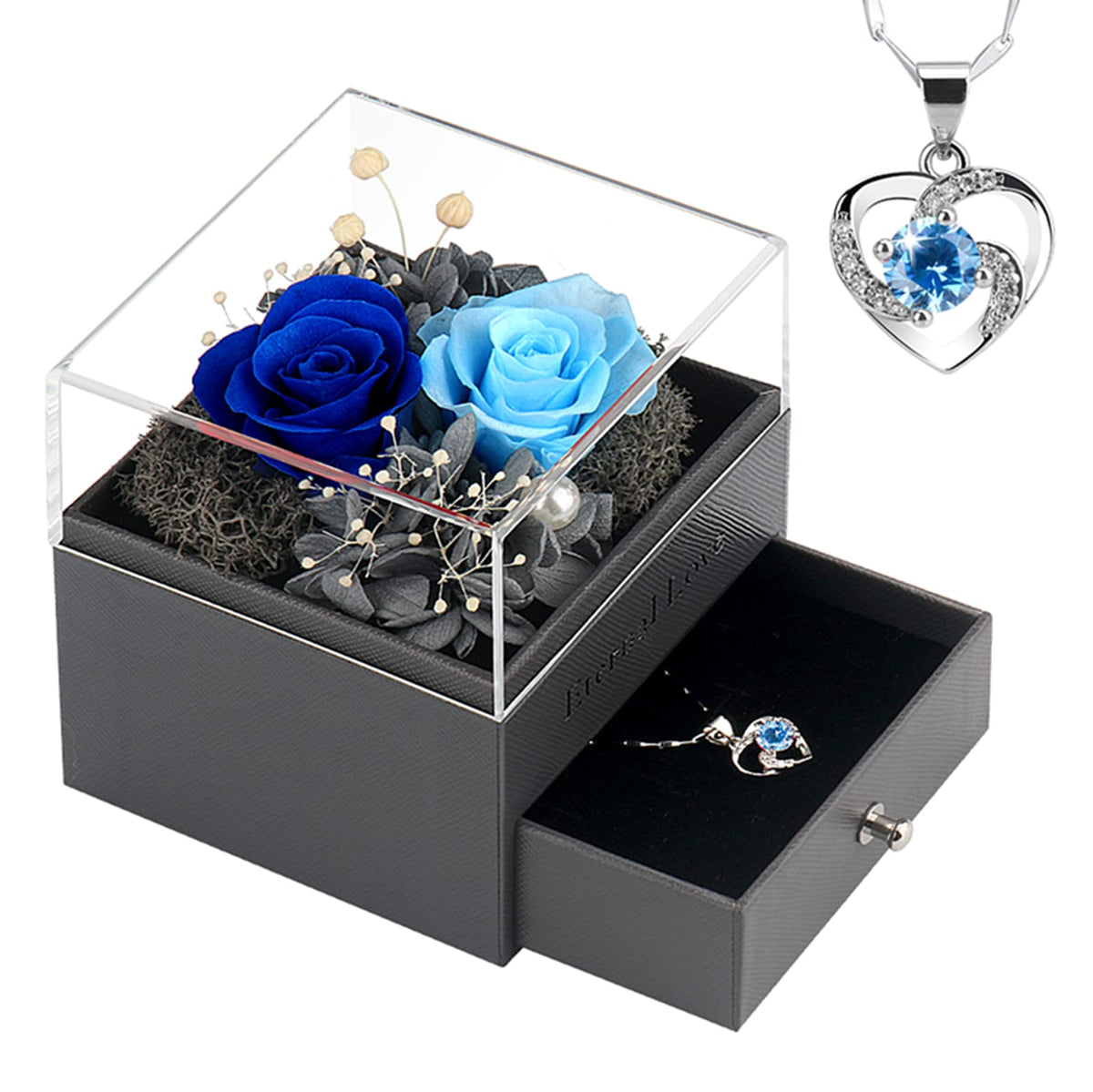 SHOKUTO preserved rose in an elegant jewelry box, perfect for gifting.