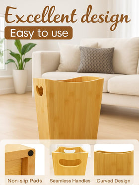 Sholramo bamboo wastebasket for bathroom, waterproof and easy to clean.