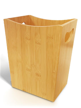 Sholramo wood trash can in bedroom decor, compact and tidy.