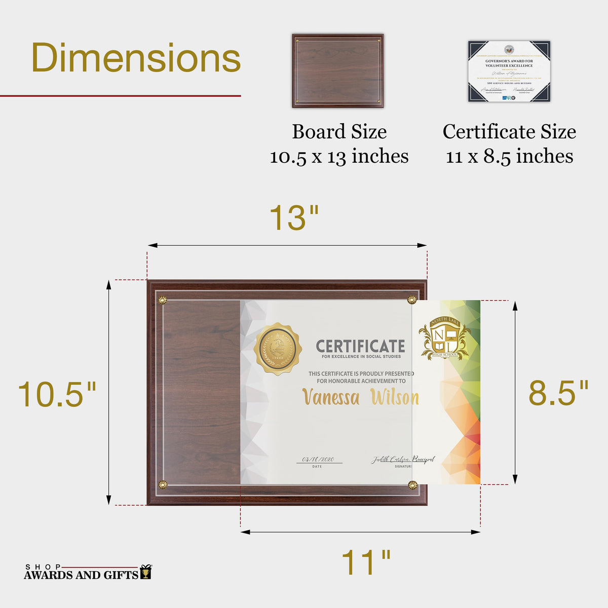 Shop Awards and Gifts diploma frame in walnut elevates home or office displays.