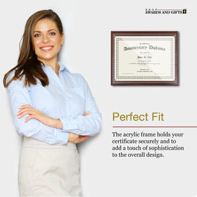 Shop Awards and Gifts walnut diploma display suitable for office environments.