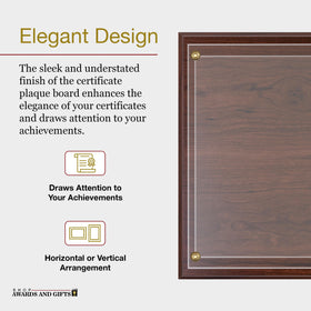 Shop Awards and Gifts 10.5 x 13 inch board enhances certificate display.