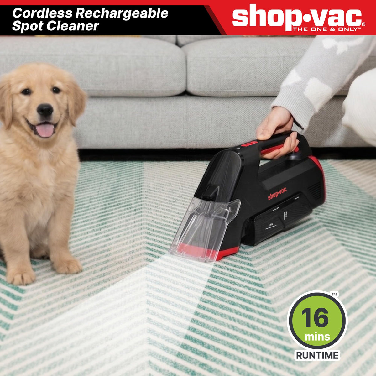 Shop-Vac cordless design offers easy portability and storage