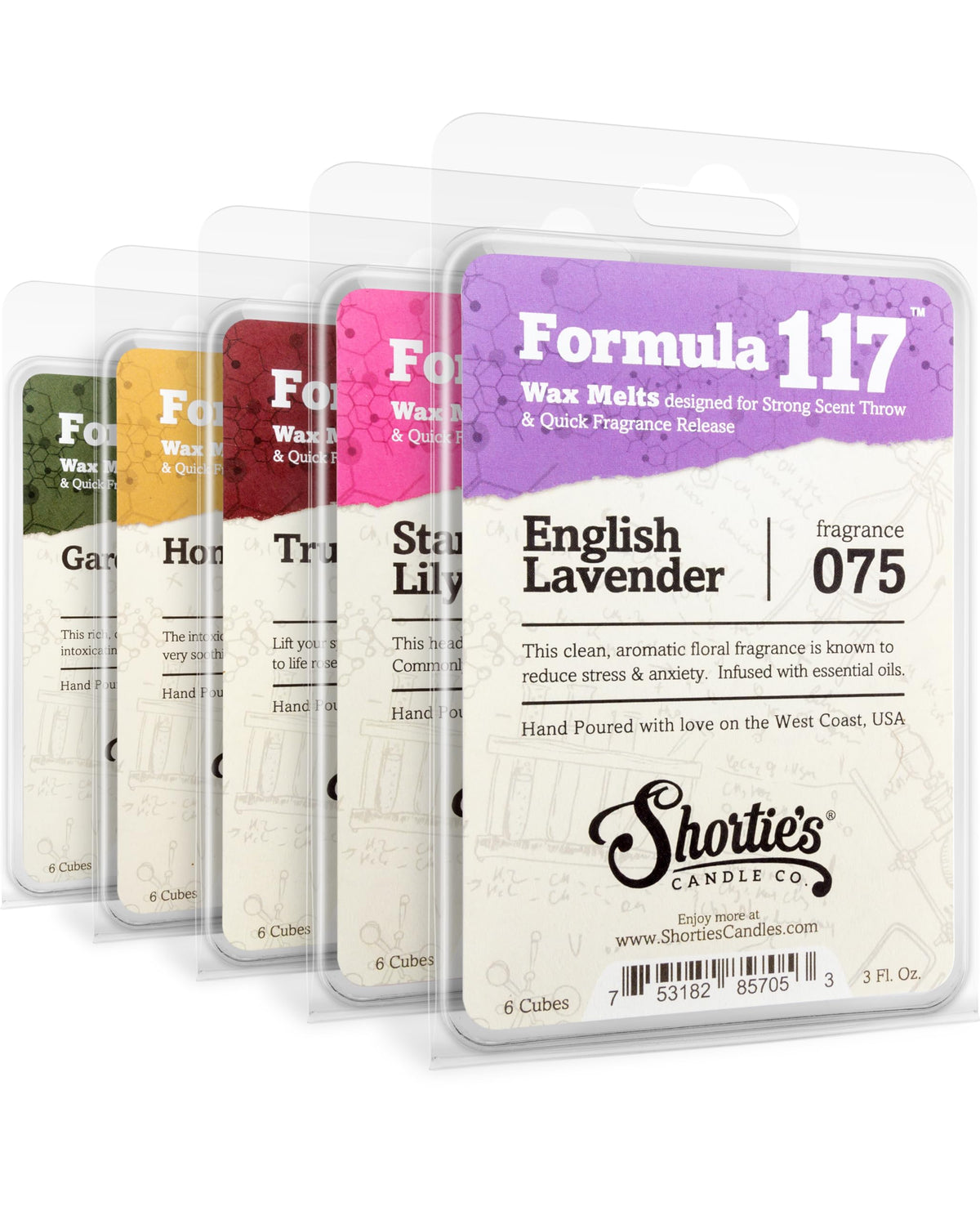 Shortie's Floral Wax Melts English Lavender long-lasting fragrance for a calming bedroom ambiance.