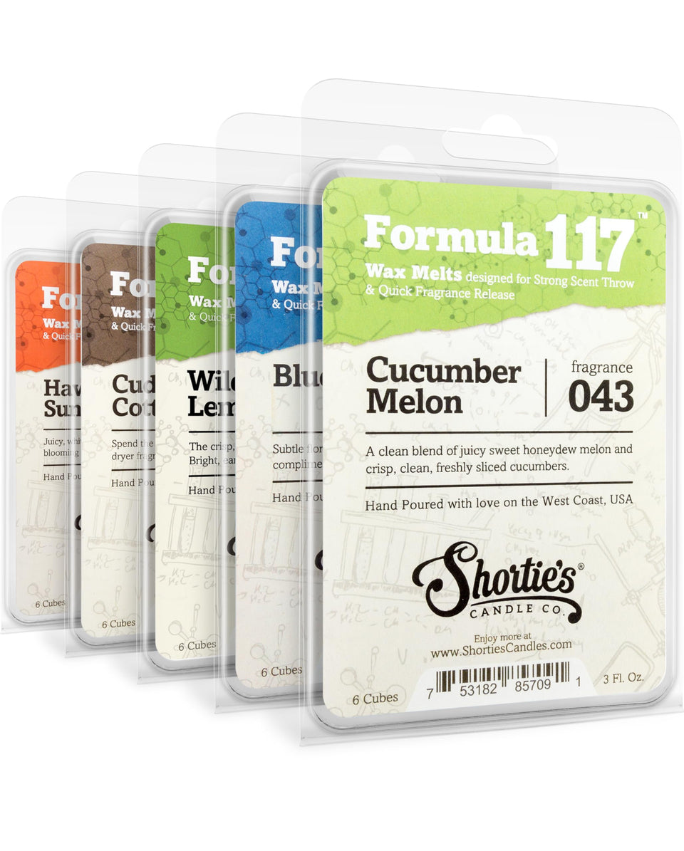 Shortie's Fresh & Clean wax melts 5-pack on display, promising a long-lasting, fresh aroma