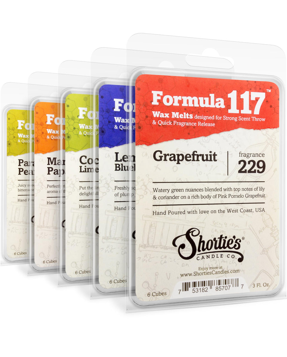Shortie's Candle Company Summer Premium Wax Melts Pack front view showing five-fragrance collection for home scent.