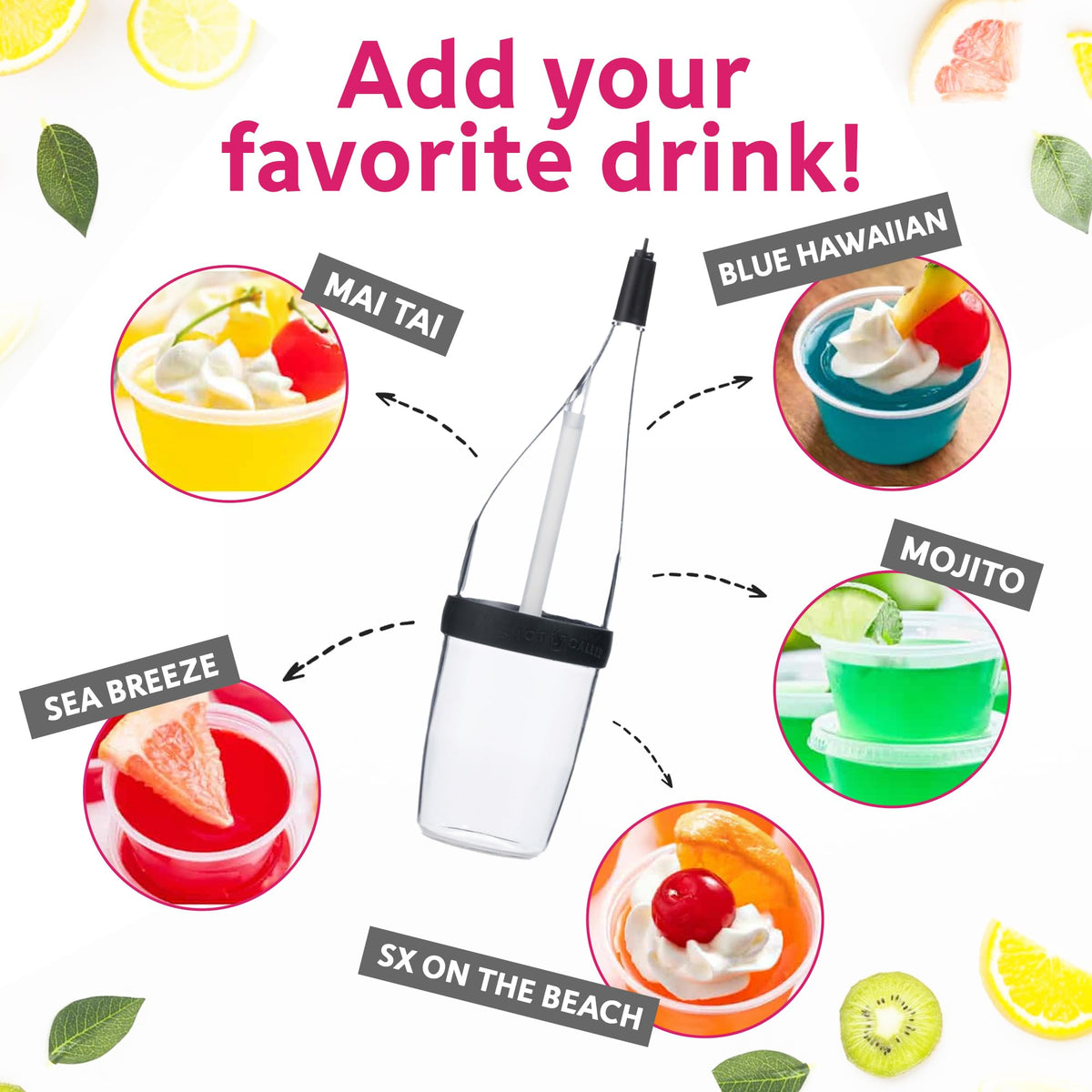 Shot Caller Jellinator spring-tip prevents leaks during party pours.