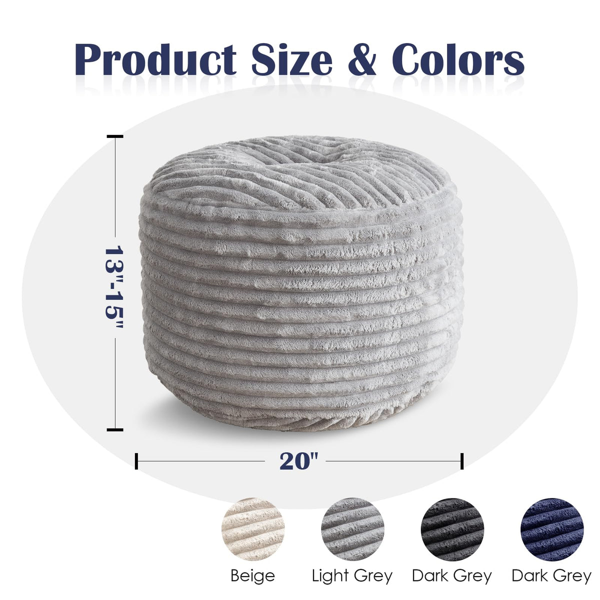 SHOUREN light-grey pouf ottoman complements modern living spaces.