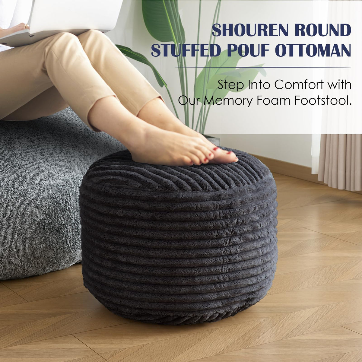 SHOUREN multi use footstool for seating, surface, or storage
