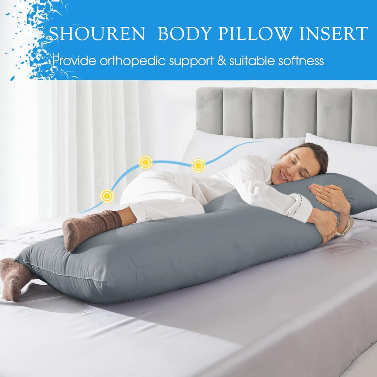 SHOUREN pillow unpacked and fluffed for immediate full-body comfort.