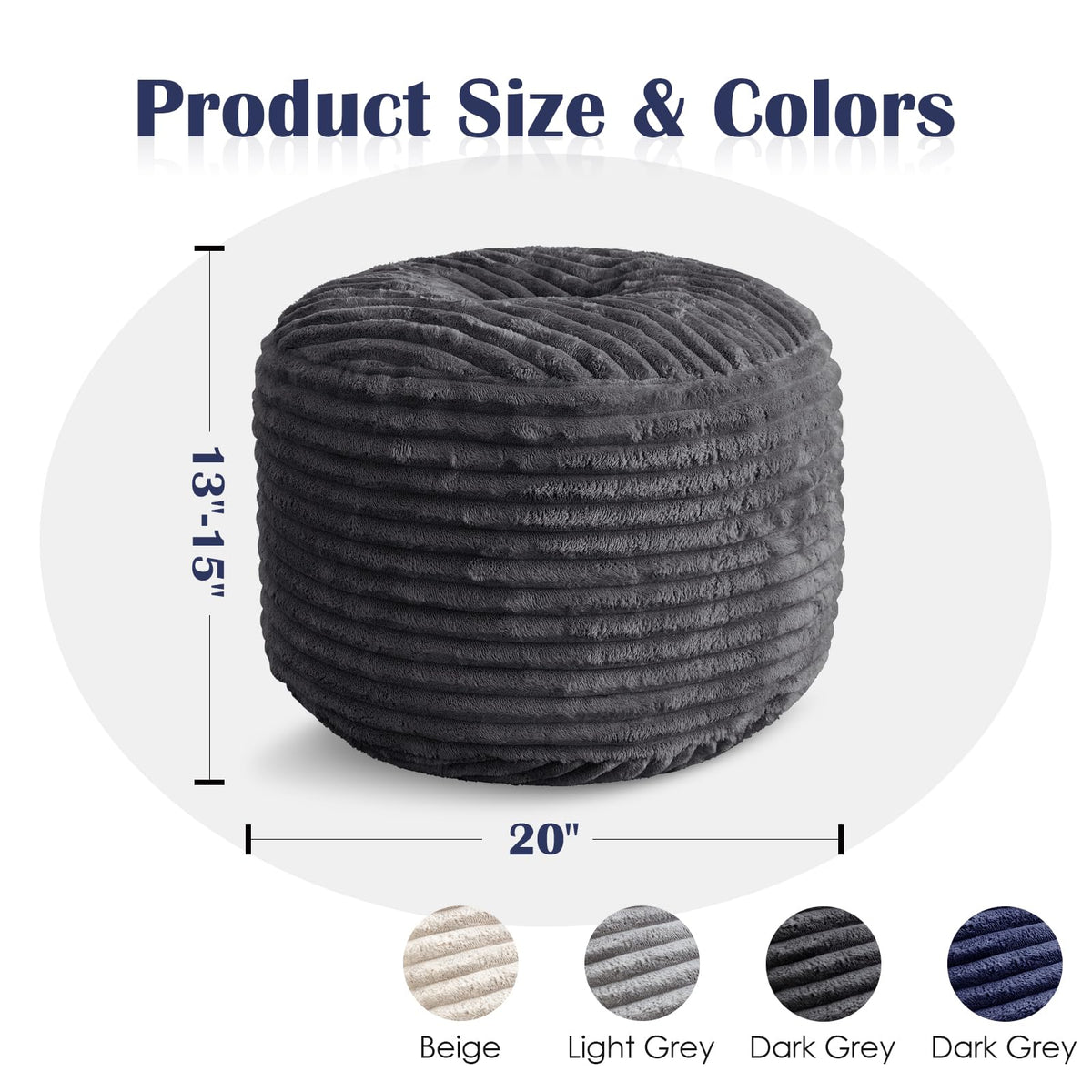 SHOUREN pouf storage ottoman providing compact concealed storage