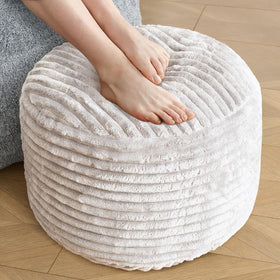 SHOUREN round corduroy ottoman beige with memory foam for comfort