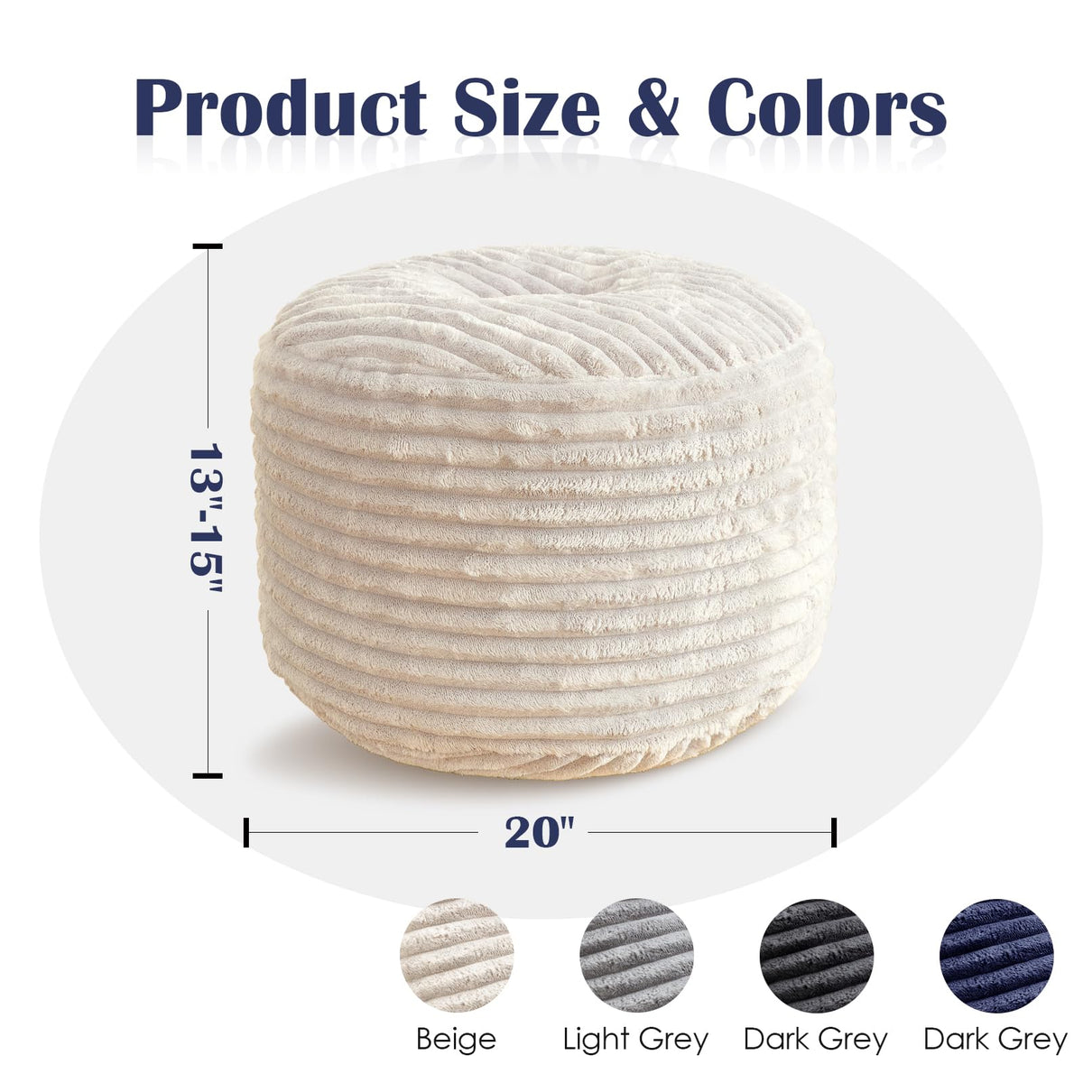 SHOUREN soft beige floor pouf fits living room decor