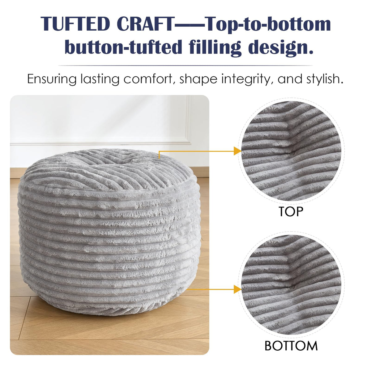 SHOUREN soft floor poufs serve as extra seating or a cozy footrest.