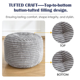 SHOUREN soft floor poufs serve as extra seating or a cozy footrest.