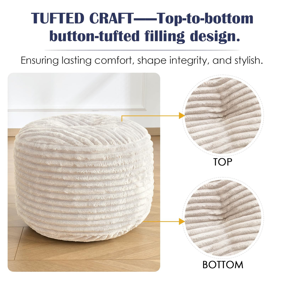 SHOUREN versatile pouf for extra seating or footrest
