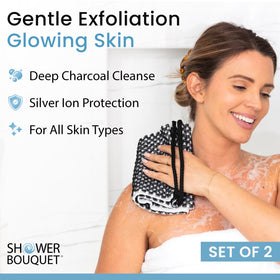 Shower Bouquet washcloth with rope handle enables easy reach and thorough exfoliation.