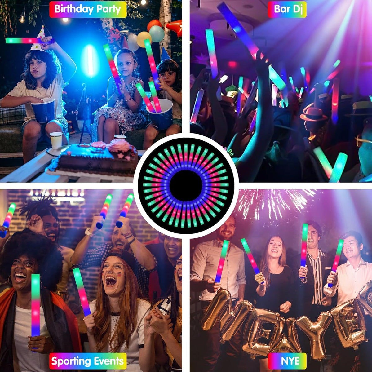 SHQDD glow sticks brighten night gatherings and raves.