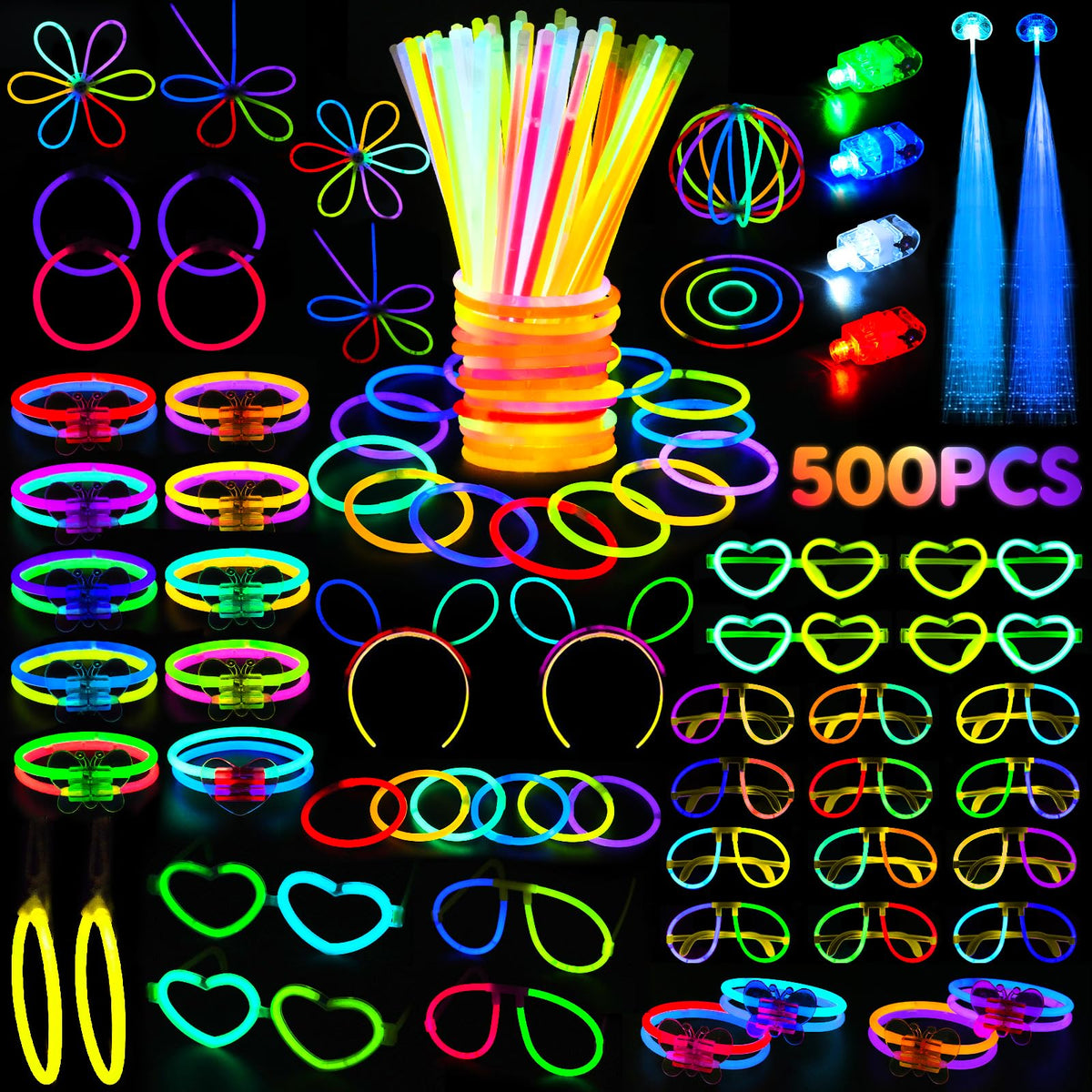 SHQDD glow sticks contents for DIY bracelets and party favors