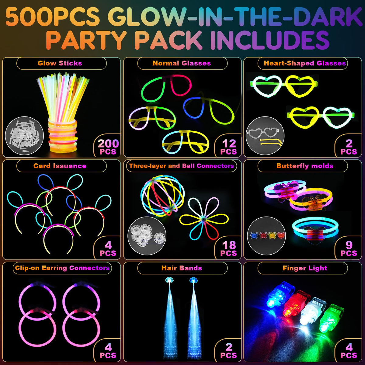 SHQDD glow sticks illuminate for over 10 hours with neon colors