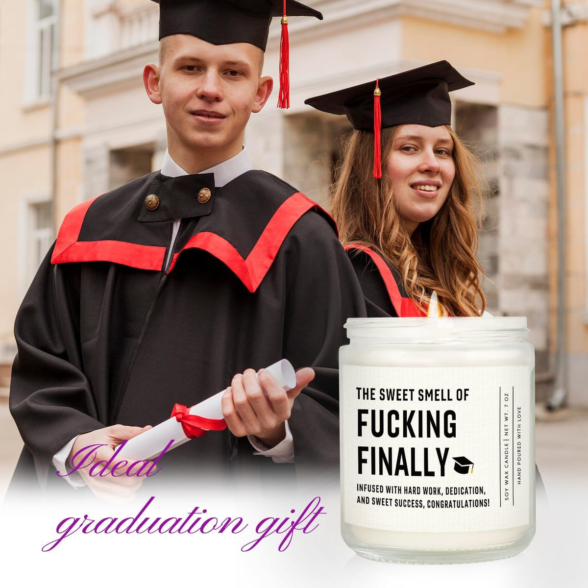Shqiueos candle shows graduation design patterns for stylish gifting.
