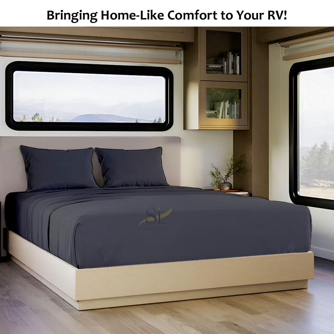 Shreem Linen bunk sheet set fits up to 8-inch mattresses, simplifying RV bed upgrades.