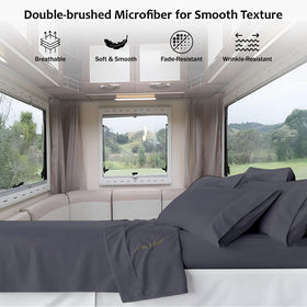 Shreem Linen ultra-soft microfiber fibers feel breathable, keeping you comfortable across seasons.