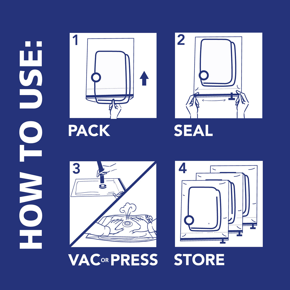 Shrink-Pak user-friendly design makes packing and sealing bedding simple.