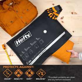 Shrink-Pak Hefty MAX bedding stored in bag keeps clean and dry.