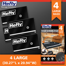 Shrink-Pak Hefty MAX closet storage use keeps outfits organized.