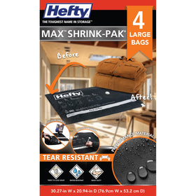 Shrink-Pak Hefty MAX vacuum bag zipper seal for airtight storage.