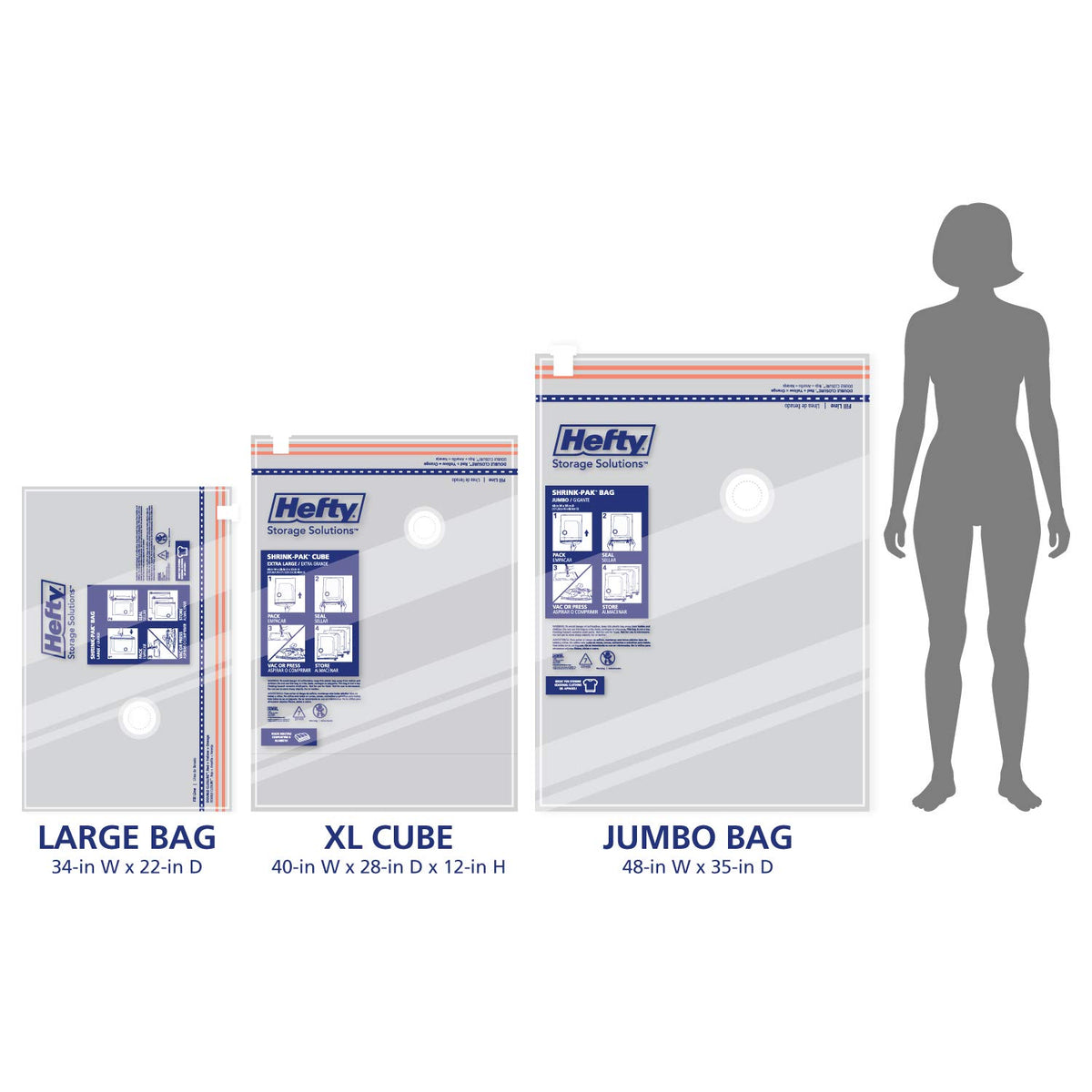 Shrink-Pak jumbo bag ready to protect oversized textiles in a compact bundle.