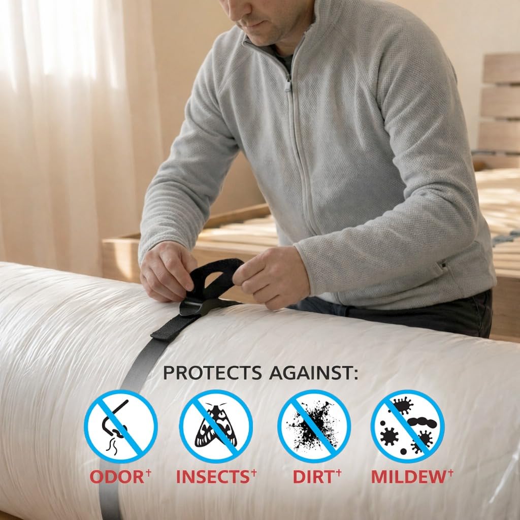 Shrink-Pak water-resistant bag shields from moisture, dust, and odors.