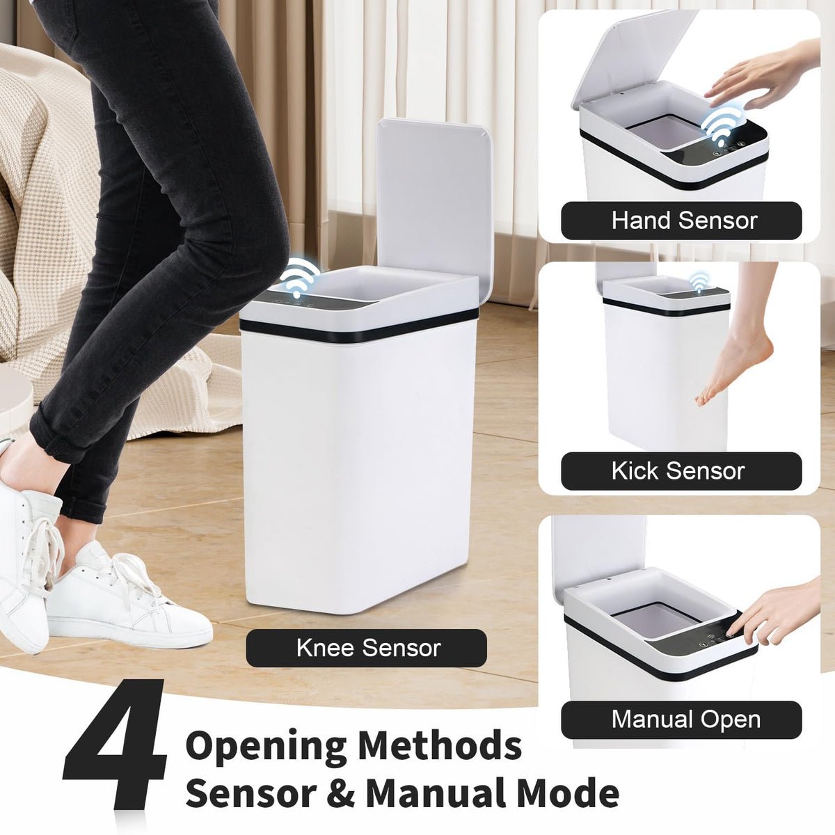 SHTALHST 2.5-gallon slim trash bin fits tight spaces.