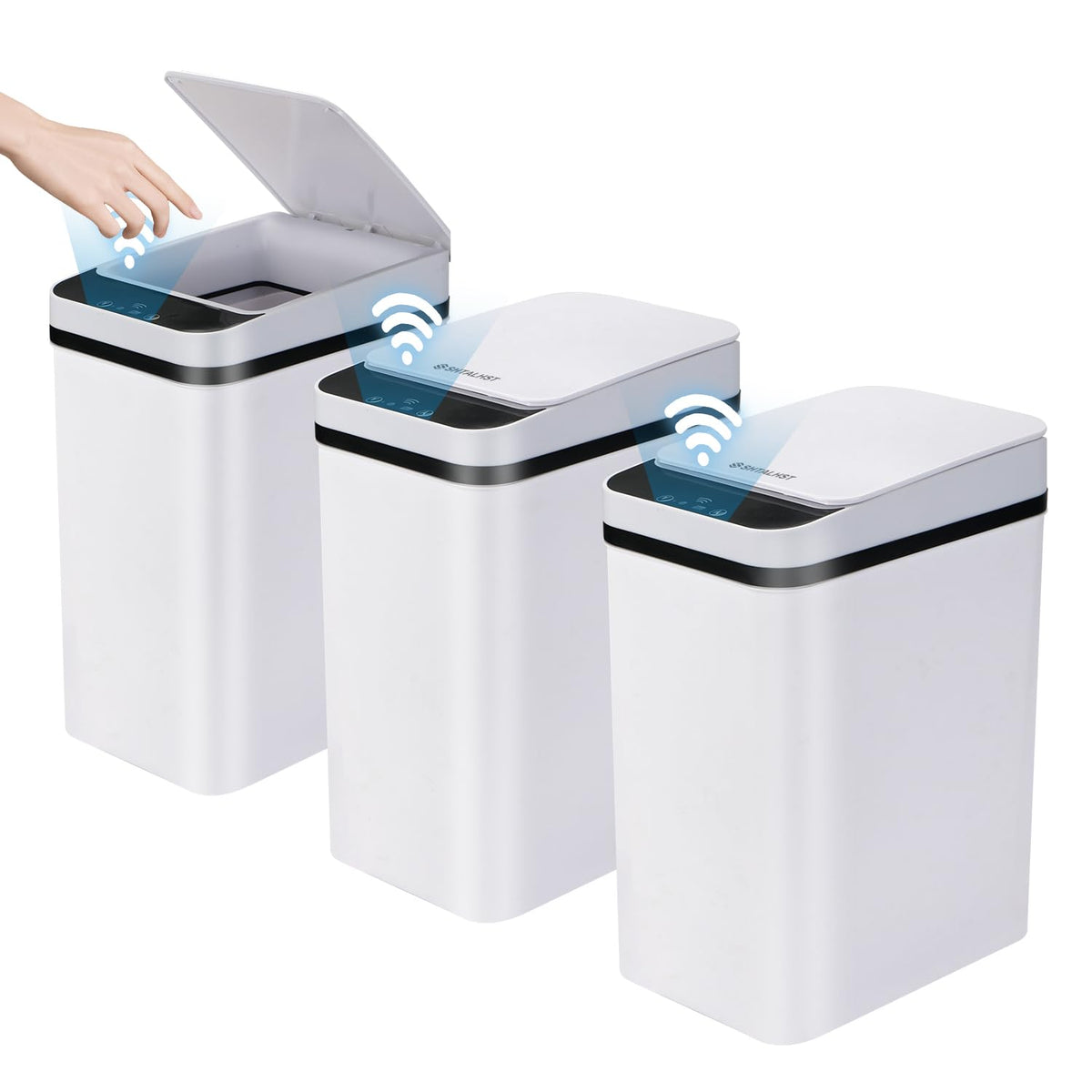 SHTALHST 3-pack bathroom trash can with lid keeps spaces tidy and odor-controlled.