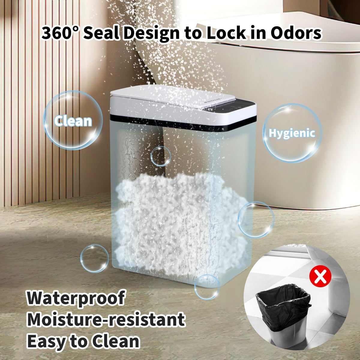 SHTALHST battery-operated automatic bin offers touchless convenience.